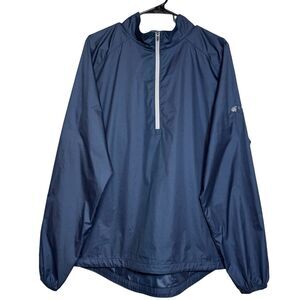 Peter Millar Windbreaker 1/2 Zip Jacket Mens Large Blue Golf Lightweight Outdoor